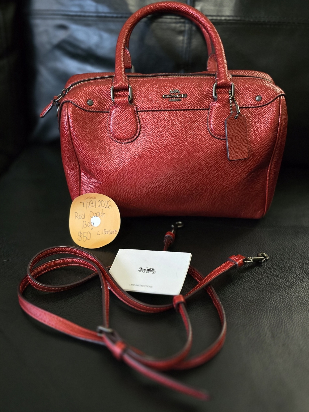 Coach Red Mini Satchel with Detachable Strap and Top Handles - Picture 2 of 2